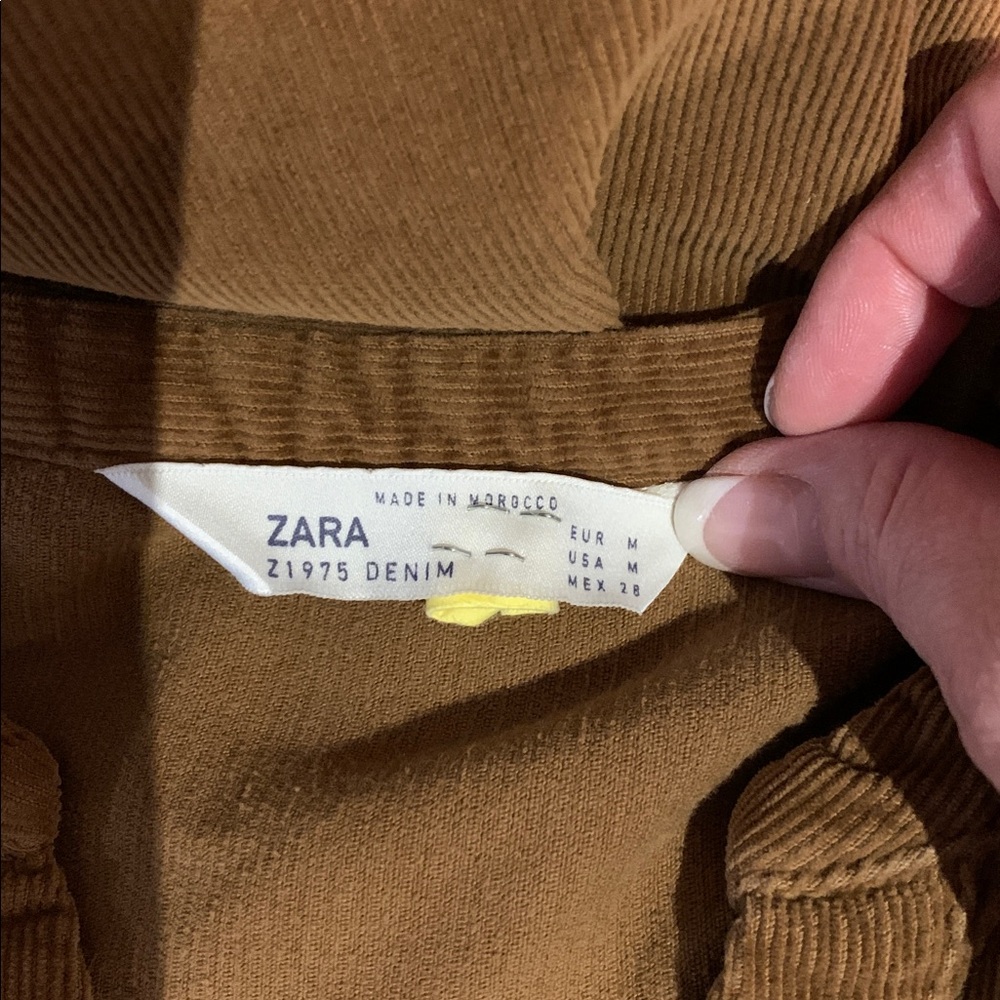 Zara Brown Corduroy Shirt Dress M - Picture 3 of 4